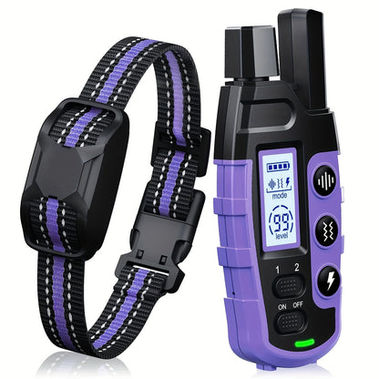 Dog Training Collar with Remote – 4150ft Range, Shock Vibration & Beep Modes, Rechargeable E-Collar for Small to Large Dogs 5-150lbs, 1 Dog & 2 Dog Options, Purple