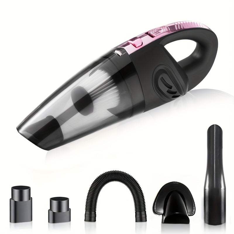 Handheld Car Vacuum Cleaner 4200PA 1800mAh Rechargeable Low Noise 4 Accessories for Car Home Pet Hair Pink Gift for Women