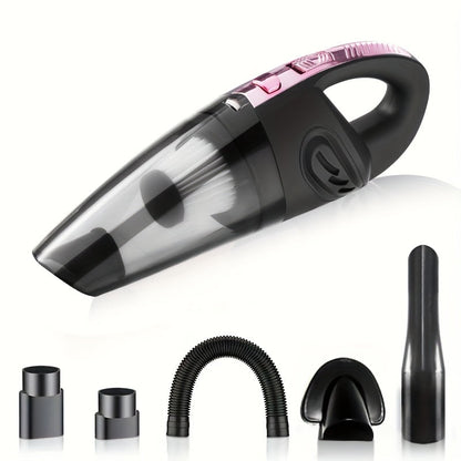 Handheld Car Vacuum Cleaner 4200PA 1800mAh Rechargeable Low Noise 4 Accessories for Car Home Pet Hair Pink Gift for Women