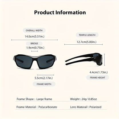 5pcs Polarized Wrap Around Sunglasses for Men – UV400 Rectangular Full Frame Protective Eyewear for Cycling, Driving, Fishing & Outdoor Sports, Bulk Value Pack