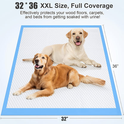 XXXL Dog Pee Pads Extra Large 8-Layer Super Absorbent Leak-Proof – Disposable Puppy Potty Pads for Cars Cages Sofas, Multiple Sizes 31x47 32x36 57x31 Inches