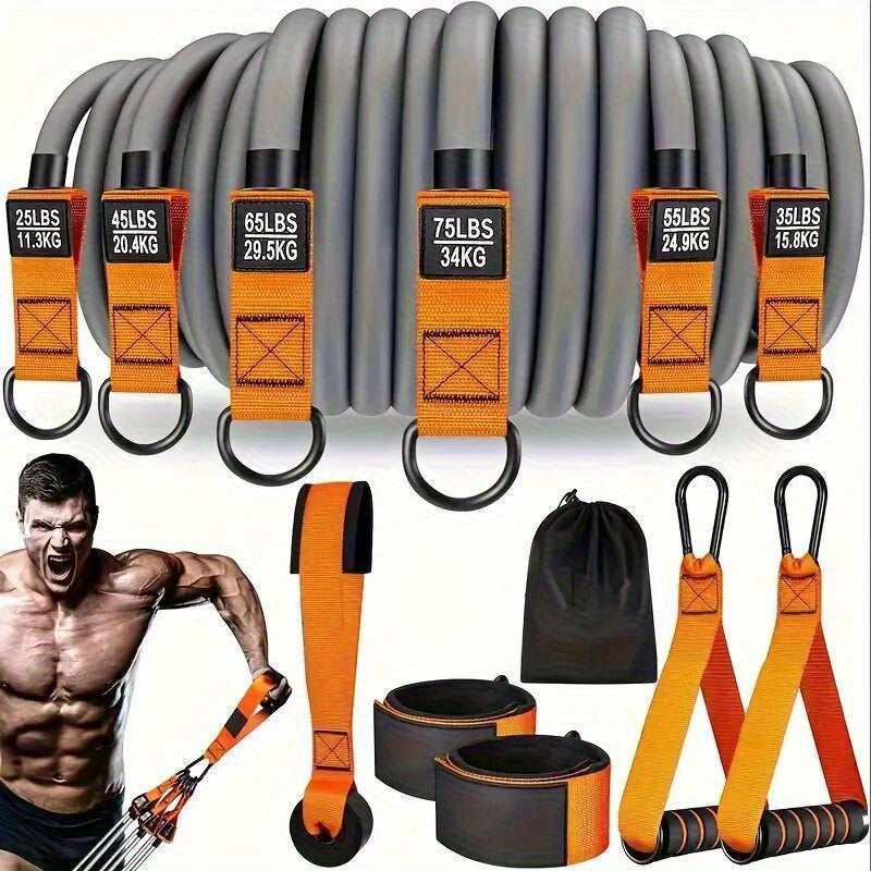 300lb Heavy-Duty Resistance Band Set Home Gym Strength Training Kit with Handles Door Anchor Ankle Straps Full Body Workout for Muscle Building Toning Rehabilitation
