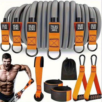 300lb Heavy-Duty Resistance Band Set Home Gym Strength Training Kit with Handles Door Anchor Ankle Straps Full Body Workout for Muscle Building Toning Rehabilitation