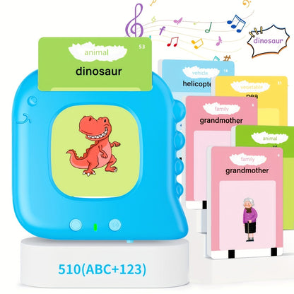 Talking Flash Cards for Preschoolers Ages 3-6 – 224 to 510 Words Language Learning Device, Speech Therapy Sensory Educational Toy for Autism, Boys & Girls, Blue Green Pink