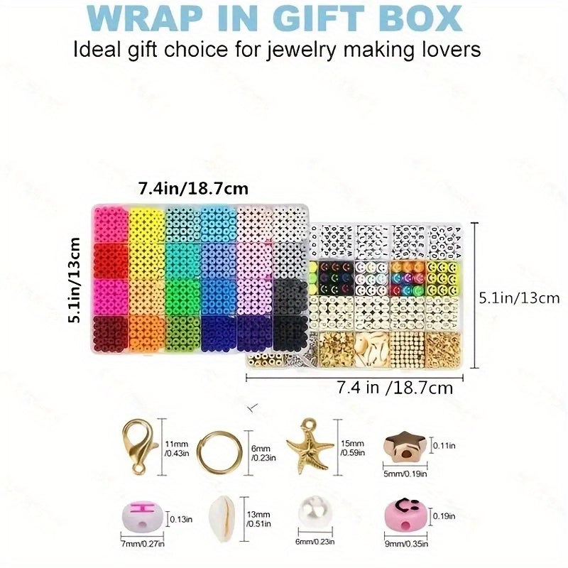 7200pcs Clay Beads Bracelet Making Kit Colorful Soft Clay Beads for DIY Friendship Bracelets Jewelry Making with Storage Box Complete Bead Set for Girls Kids Teens Adults Craft Supplies