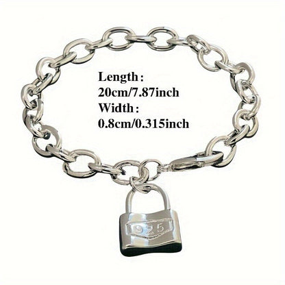925 Sterling Silver Chain Bracelet for Women – Dainty Korean Boho Lock Clasp Pendant Bracelet, Hypoallergenic, Lightweight 2g, Perfect Gift for Her