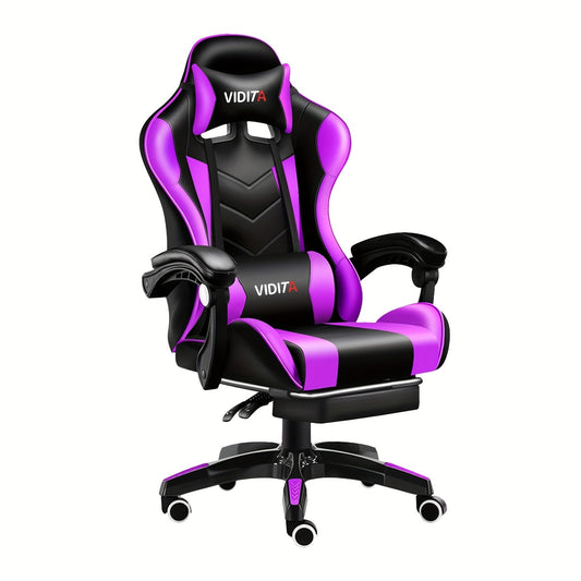 Gaming Chair High Back Ergonomic Racing Chair with Footrest & Lumbar Support – Adjustable Recline Swivel Computer Office Chair, 8 Colors