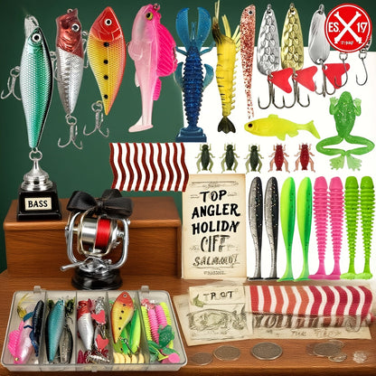 133 Piece Fishing Tackle Kit with Spinner Baits, Wobblers, Lead Jigs, Sinkers, Hooks & Tackle Box – Complete Freshwater Beginner Fishing Set for Bass, Trout & Panfish