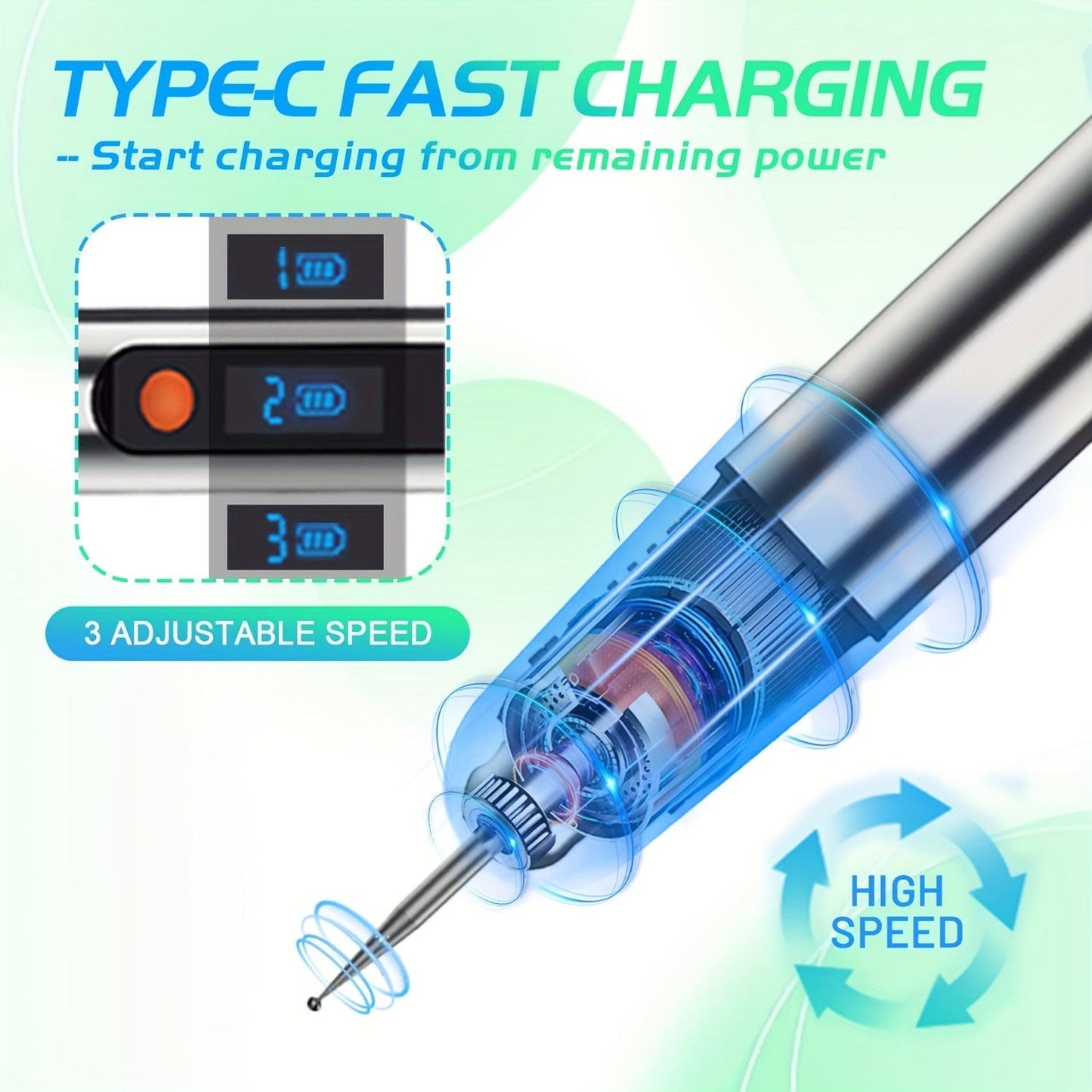 Electric Engraving Pen Kit 57 Accessories - USB Rechargeable Cordless Engraver with 21000 RPM, 3-Speed Control, 90-Min Battery, for Metal, Glass, Wood, Stone & Jewelry - DIY Craft Gift