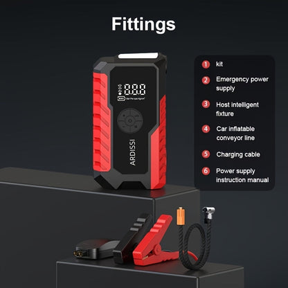 Portable Car Jump Starter 7-in-1 10000mAh 5000A Peak – 150PSI Digital Tire Inflator, LED Emergency Light & USB Charging for 12V Gas & Diesel Trucks SUVs Motorcycles – Holiday Gift for Men