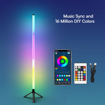 RGB LED Floor Lamp 16 Million Colors 300+ Modes Music Sync App Remote Control Smart Corner Standing Lamp USB Powered for Bedroom Living Room Game Room Decor
