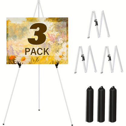 63 Inch Portable Tripod Easel Stand Foldable with Carrying Bag – Adjustable Metal Floor Easel for Wedding Signs Posters Art Painting Trade Shows and Events – Holds Up to 10 lbs
