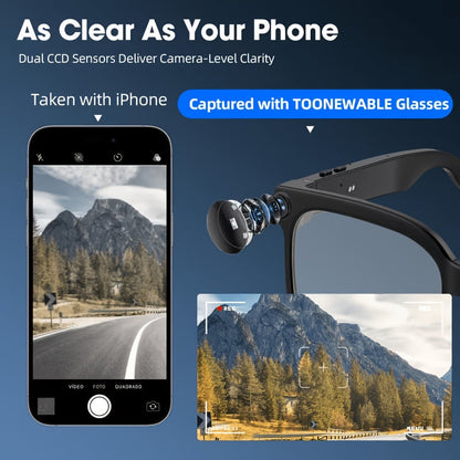 AI Smart Glasses with 8MP HD Camera Touch Control ChatGPT Real-Time Translation Wireless Calling Blue Light Protection Noise Reduction Dual Mics Photochromic Lens for Cycling Driving Travel Office
