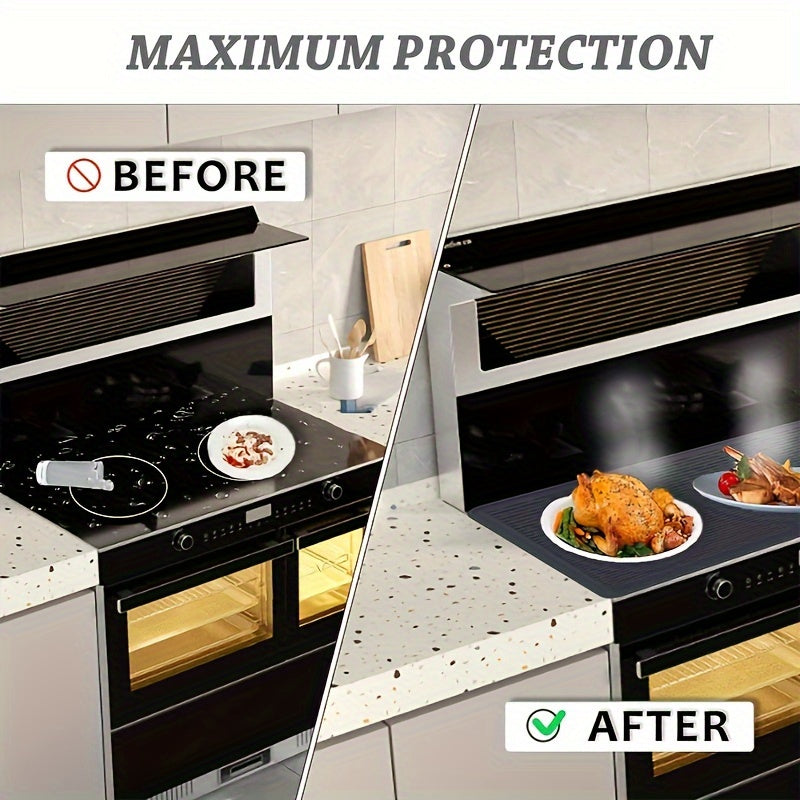 Silicone Stove Cover Cooktop Protector Mat 28x20" Heat Resistant Dishwasher Safe for Glass Top Electric Ceramic Induction Stove – Scratch & Stain Guard Dish Drying Mat Kitchen Counter Extender