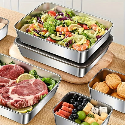 Stainless Steel Food Storage Containers with Lids 5-Pack, Reusable Airtight Meal Prep Containers, Durable Baking Trays for Picnic, Refrigerator Organization & Lunch Prep – BPA-Free Kitchen Storage Set