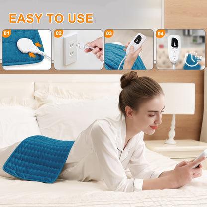 Extra Large Heating Pad 24"x12" for Back Neck Shoulders – 6 Heat Settings Auto Shut-Off Wet Dry Washable Flannel Electric Heating Pad Gift