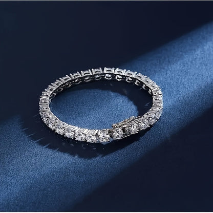 S925 Sterling Silver Moissanite Tennis Bracelet for Women Men – Luxury CZ Bling Hip Hop Bracelet Sizes 6–9 Inch, Wedding Anniversary Birthday Gift