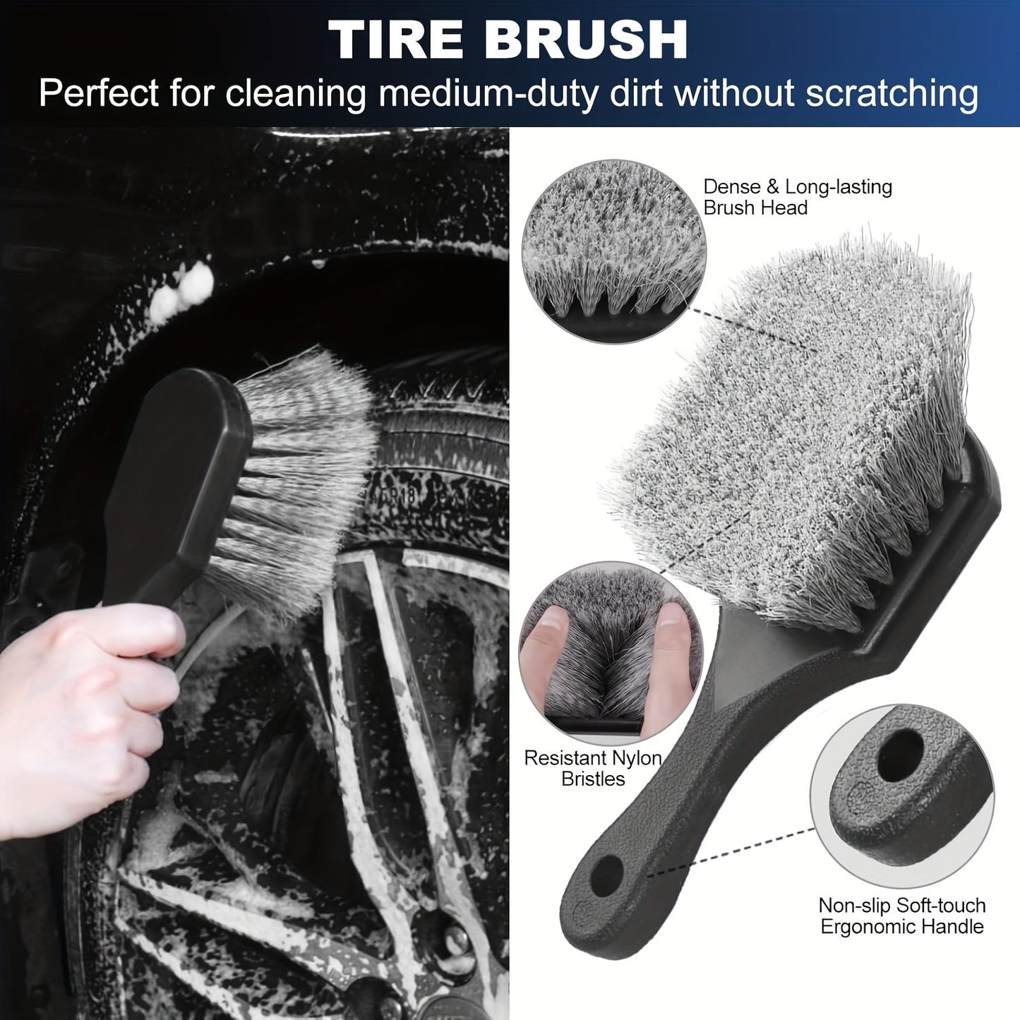 26PCS Car Detailing Brush Set – Complete Car Cleaning Kit with Drill Brushes, Wash Mitt, Tire Brush, Window Squeegee, Cleaning Gel & Storage Bag for Interior Exterior Wheels Vents Professional Auto Care