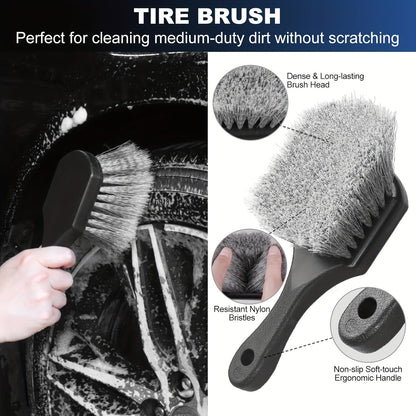 26PCS Car Detailing Brush Set – Complete Car Cleaning Kit with Drill Brushes, Wash Mitt, Tire Brush, Window Squeegee, Cleaning Gel & Storage Bag for Interior Exterior Wheels Vents Professional Auto Care