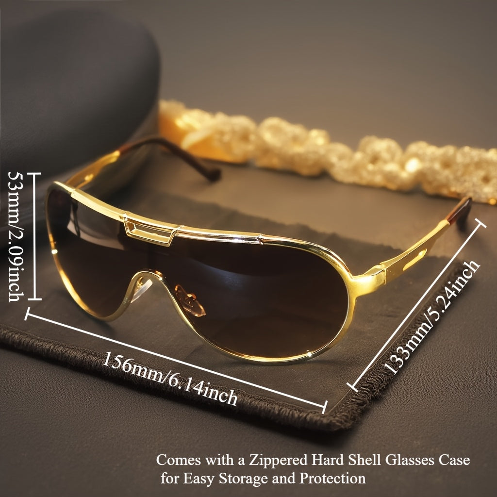 Retro Oversized Sunglasses for Men Women – Vintage Frame UV Protection Anti-Glare Lenses Metal Hinges, Includes Case, Streetwear Fashion Eyewear, 3 Colors