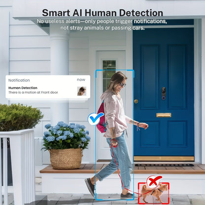 960P Smart Video Doorbell Wireless WiFi Camera – Two-Way Talk, Color Night Vision, AI Person & Vehicle Detection, 2.4G/5G WiFi, 3:4 Full View Screen, Real-Time Remote Monitoring for Home Security