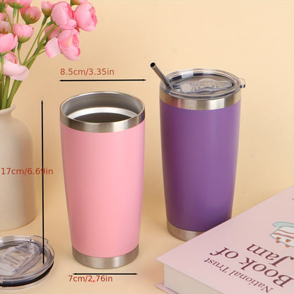 20oz Stainless Steel Insulated Tumbler 2-Pack – Double Wall Vacuum Travel Mug with Lid, BPA Free, Wholesale Blanks for Vinyl DIY, Wedding Favors, Bridesmaid Gifts, Graduation & Corporate Giveaways – Black, Pink, Blue, White
