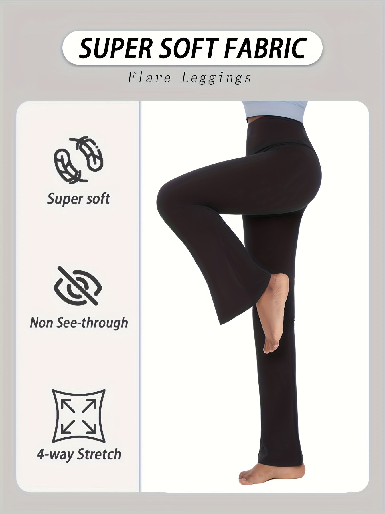 Women's High Waisted Flare Bell Bottom Yoga Pants 5-Pack Tummy Control Full-Length Bootleg Leggings Soft Stretch Wide Leg Pants for Yoga Gym Dance Pilates Year-Round Wear Sizes S-XXL