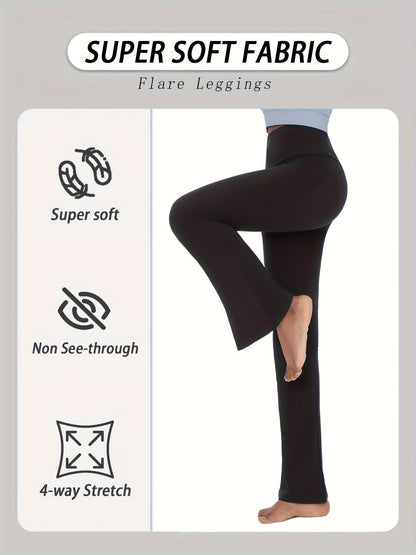Women's High Waisted Flare Bell Bottom Yoga Pants 5-Pack Tummy Control Full-Length Bootleg Leggings Soft Stretch Wide Leg Pants for Yoga Gym Dance Pilates Year-Round Wear Sizes S-XXL
