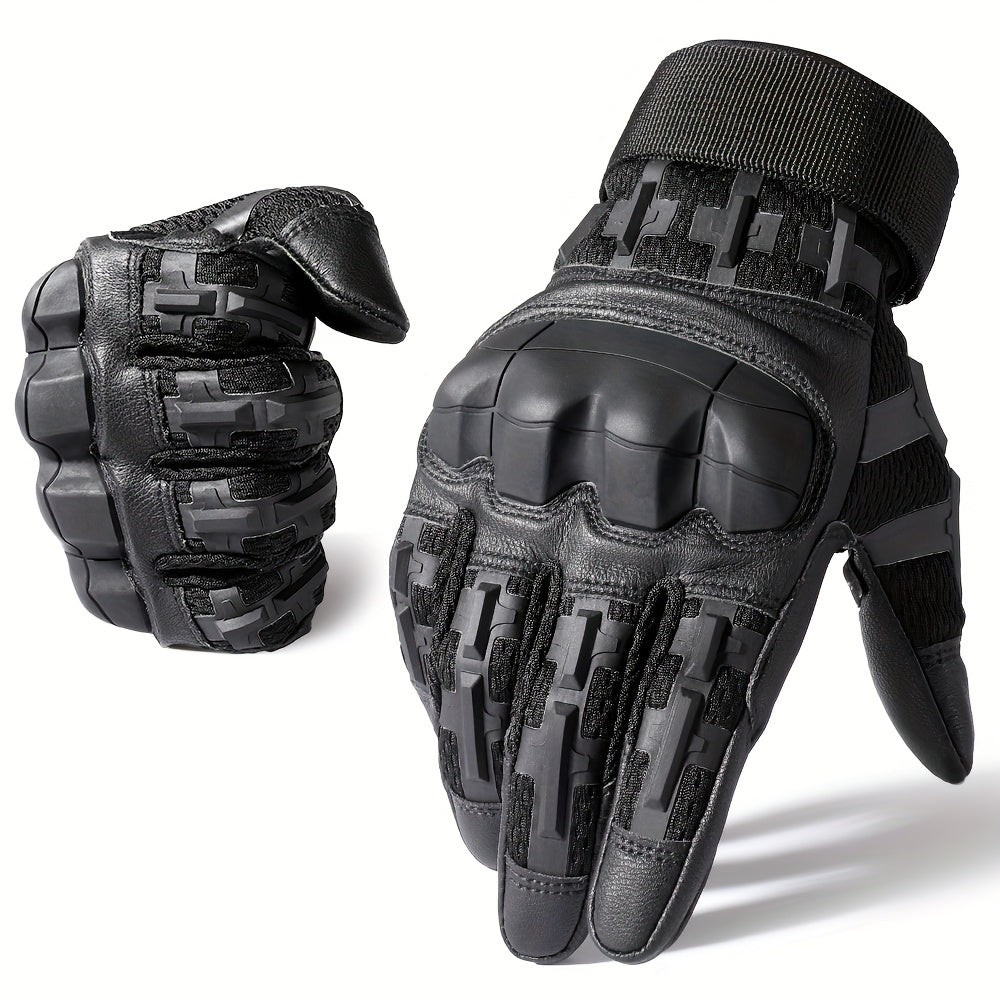 Tactical Full Finger Gloves with Touchscreen Compatibility Anti-Skid Wear-Resistant for Motorcycle Hiking Camping Hunting Shooting Cycling Outdoor Sports Men Women Black