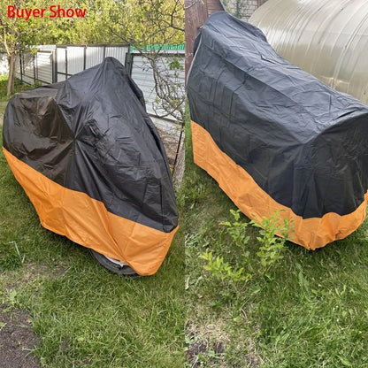 XXXL Waterproof Motorcycle Cover Universal Fit - Heavy Duty All-Weather Protection for Harley Road King, Electra Glide, Street Glide, Honda Goldwing, Yamaha Royal Star & Touring Bikes, 116x43x55 Inch