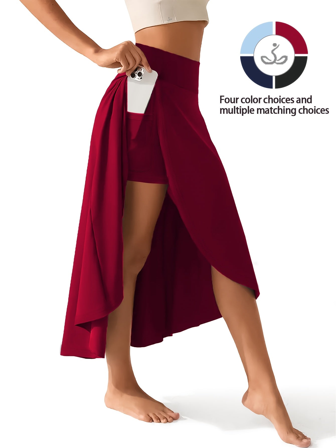Women's 2-in-1 High Waist Skort with Inner Shorts & Pockets – Lightweight Stretchy Activewear Tennis Skirt for Sports Gym Workout Casual Wear, XS-XXL, Multiple Colors
