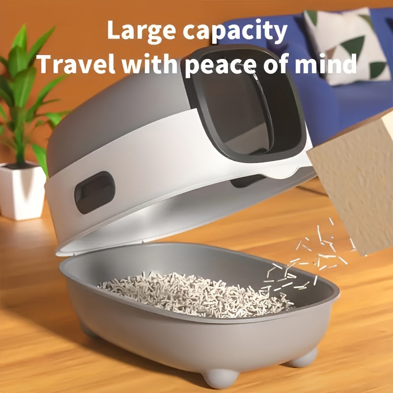Extra Large Enclosed Cat Litter Box with Pull-Out Drawer Anti-Odor Anti-Splash Easy Clean Portable Indoor Outdoor Cat Toilet with Litter Shovel Purple Gray Blue Holiday Gift
