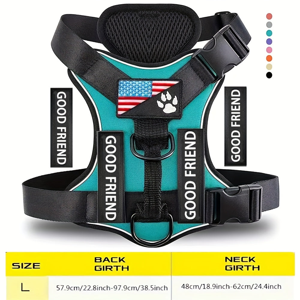 Service Dog Harness Vest with 5 ID Patches – Reflective Adjustable Oxford Vest with Breathable Mesh Lining, Service Dog ID System for Small Medium Large Dogs, Sizes XS-XL, Public & Mobility Aid