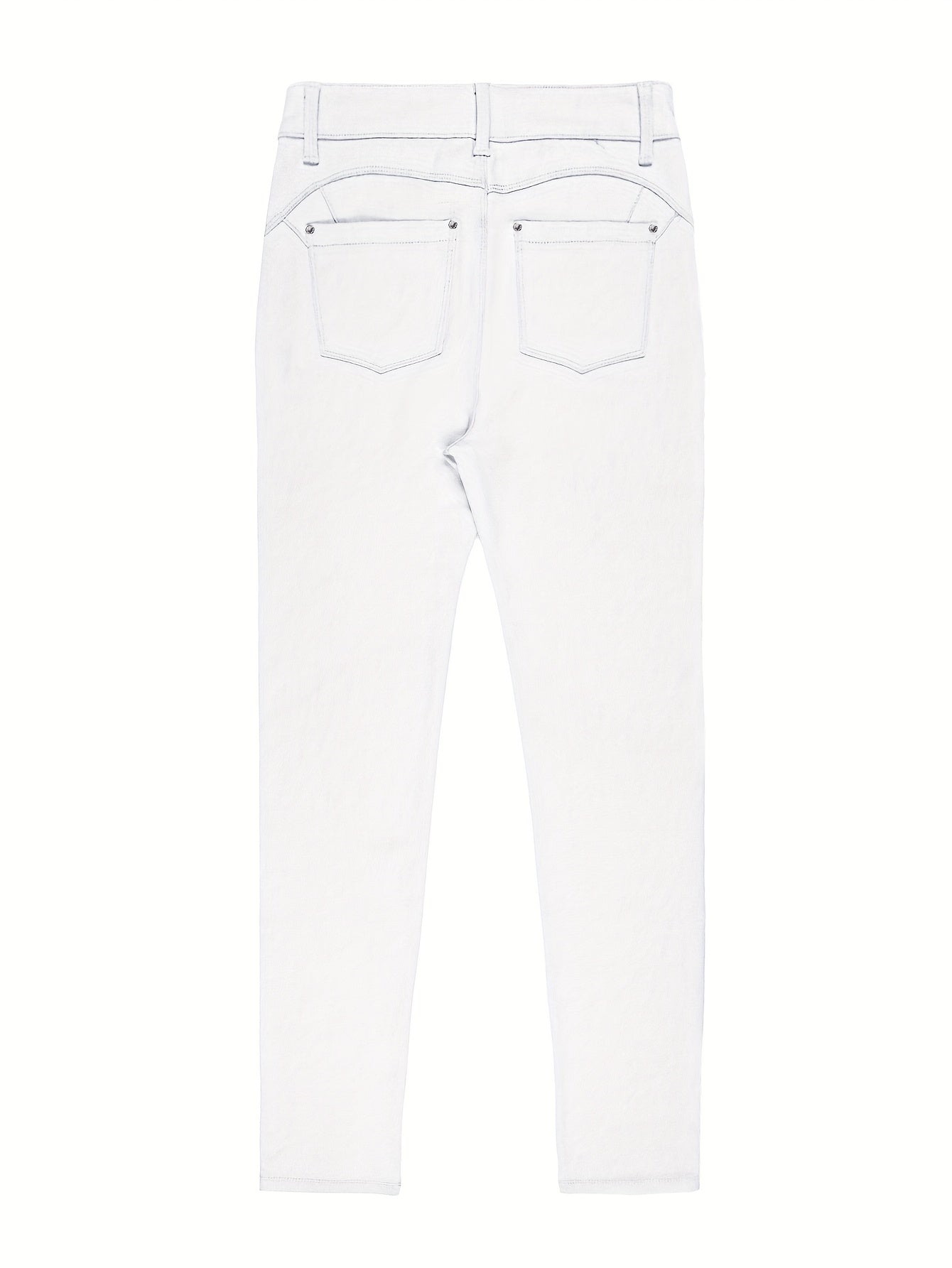 Women's High Waist Stretch Skinny Jeans Metal Button Street Style Slim Fit Denim Pants 10 Colors S-XXL Everyday Wear