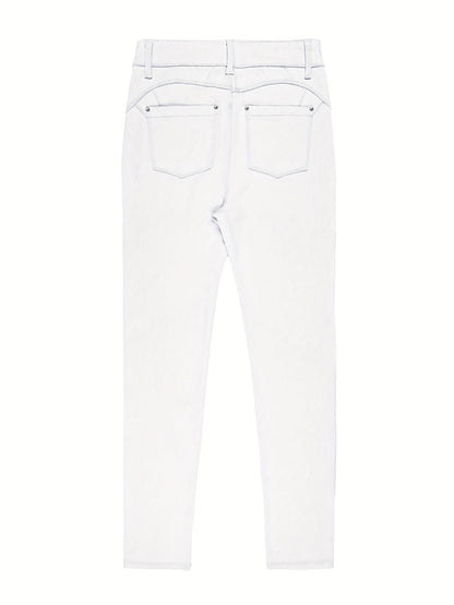 Women's High Waist Stretch Skinny Jeans Metal Button Street Style Slim Fit Denim Pants 10 Colors S-XXL Everyday Wear