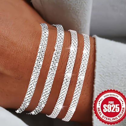 S925 Silver Braided Bracelet Set 4pcs Boho Vintage Stackable Bangles Silver Plated Layering Bracelets for Women Daily Wear Valentine Gift