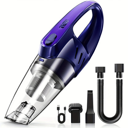 Handheld Car Vacuum Cleaner 6000PA 2000mAh Rechargeable 40dB Low Noise 5 Accessories for Car Home Pet Hair Pink