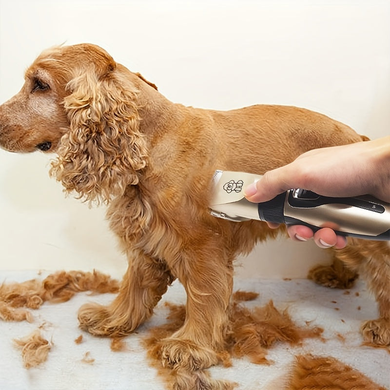 USB Rechargeable Pet Grooming Clippers Kit for Dogs & Cats – Ceramic Blades, Low Noise, Cordless Electric Clipper Set with Brush & Comb