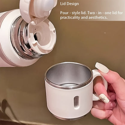 600ml Stainless Steel Tumbler Double Wall Vacuum Insulated Leak-Proof Lid with Handle Cleaning Brush Included Hot Cold Drinks Travel Office Gym Outdoor Water Bottle 20oz