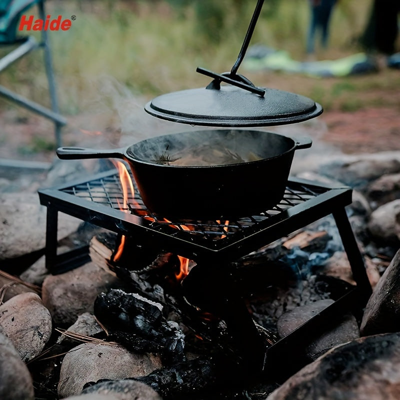 Heavy Duty Bonfire Campfire Grill with Firewood Rack – Outdoor BBQ Grill for Camping, RV, Picnic & Backyard, Includes Storage Bag, Food Clips & Cleaning Cloth, Perfect Men's Gift