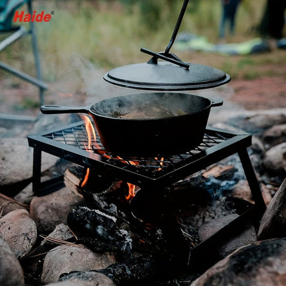 Heavy Duty Bonfire Campfire Grill with Firewood Rack – Outdoor BBQ Grill for Camping, RV, Picnic & Backyard, Includes Storage Bag, Food Clips & Cleaning Cloth, Perfect Men's Gift