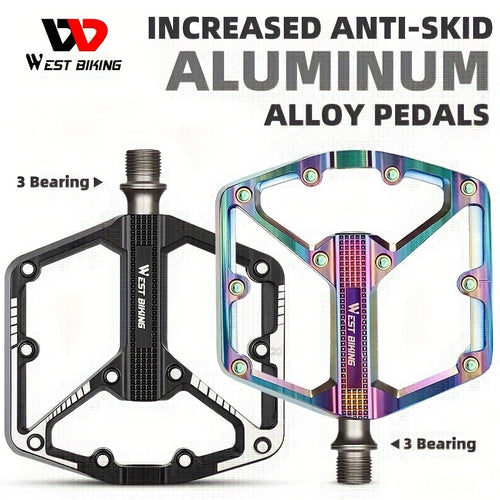 Aluminum Alloy Bike Pedals 3 Bearings Non-Slip Lightweight Bicycle Pedals with Hexagonal Sleeve for Mountain Bikes & Road Bikes – Easy Install, Durable Multi-Color Cycling Accessories, 1 Pair