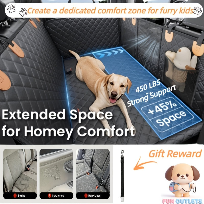 Dog Backseat Expander with Hard Bottom – 400 lb Capacity 100% Nylon Dog Car Seat Cover & Pet Hammock for SUV, Truck & Car, Large Space Non-Slip Waterproof Dog Travel Seat Protector