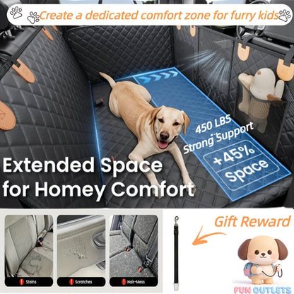Dog Backseat Expander with Hard Bottom – 400 lb Capacity 100% Nylon Dog Car Seat Cover & Pet Hammock for SUV, Truck & Car, Large Space Non-Slip Waterproof Dog Travel Seat Protector