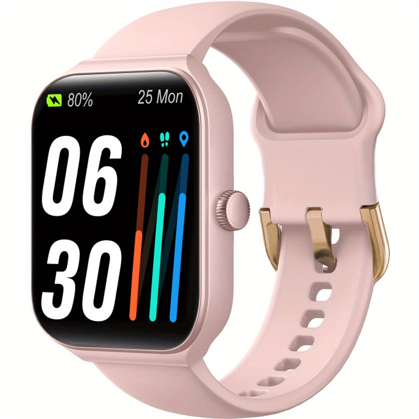 Smart Watch 1.83" Fitness Tracker with Bluetooth Calling – Step Counter, Activity Monitor, Message Notifications, Multi-Sport Modes, USB Charging, Compatible with iPhone & Android, Gift for Men & Women (Black/Pink)