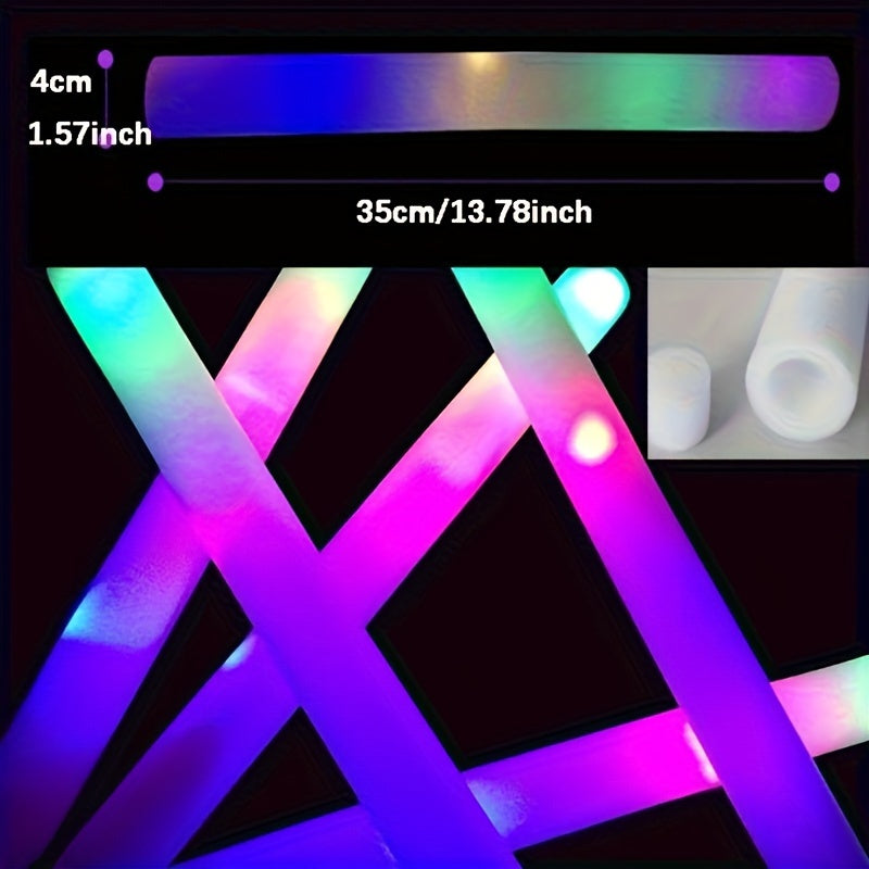 LED Foam Light Sticks Bulk Pack 28 48 or 100 Pieces – 3-Mode Color Changing Flashing Glow Sticks for Parties Weddings Concerts Birthdays Halloween Christmas Camping and Cheering Events