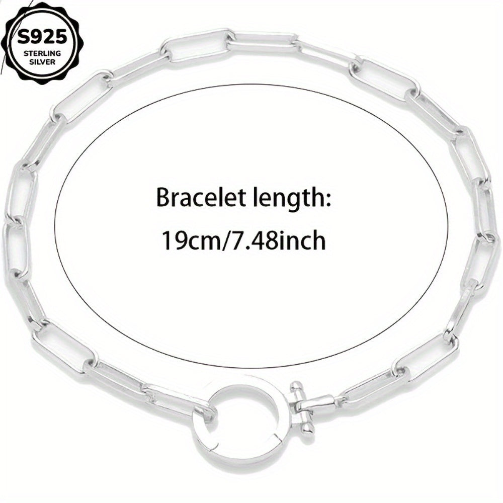 925 Sterling Silver Parker Link Bracelet for Women - Paper Clip Chain Iconic Buckle Elegant Luxury Boho Bracelet Gift for Wife Mom Friend - Valentine's Day Christmas Birthday