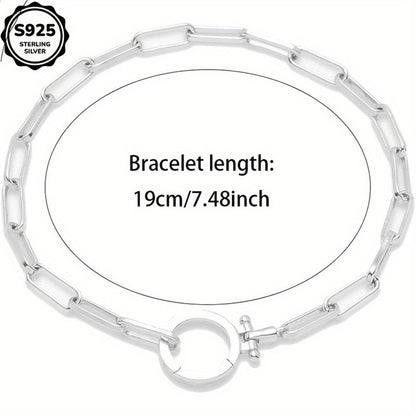 925 Sterling Silver Parker Link Bracelet for Women - Paper Clip Chain Iconic Buckle Elegant Luxury Boho Bracelet Gift for Wife Mom Friend - Valentine's Day Christmas Birthday