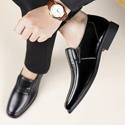 Men's Oxford Dress Shoes Formal Slip-On Business Loafers High Quality Fashion Leather Look Footwear for Men Extra Large Sizes US 7-13 Black