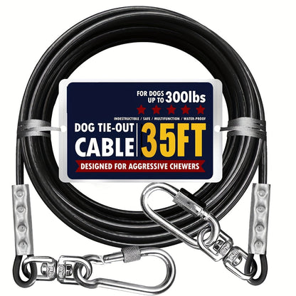 Heavy Duty Dog Tie-Out Cable for Large Dogs Up to 300 LBS Steel Wire Yard Runner Leash with Swivel Hooks - Outdoor Dog Run Cable for Yard in Blue Magenta Black S/M/L